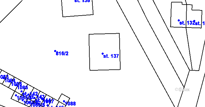 Parcela st. 137 v KÚ Hošťálkovy, Katastrální mapa