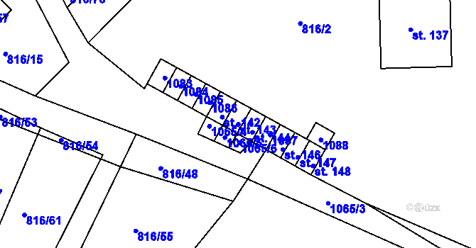 Parcela st. 143 v KÚ Hošťálkovy, Katastrální mapa