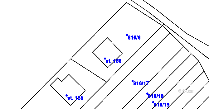 Parcela st. 156 v KÚ Hošťálkovy, Katastrální mapa