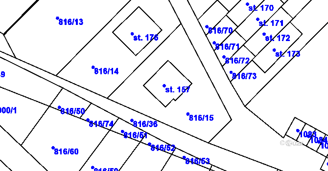 Parcela st. 157 v KÚ Hošťálkovy, Katastrální mapa