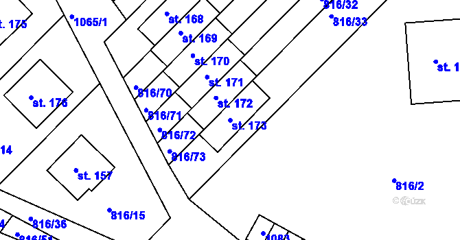 Parcela st. 173 v KÚ Hošťálkovy, Katastrální mapa