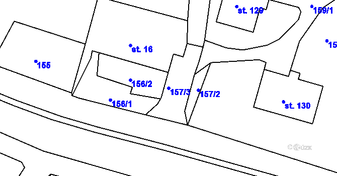 Parcela st. 157/3 v KÚ Hošťálkovy, Katastrální mapa