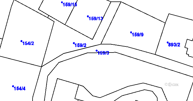 Parcela st. 159/3 v KÚ Hošťálkovy, Katastrální mapa