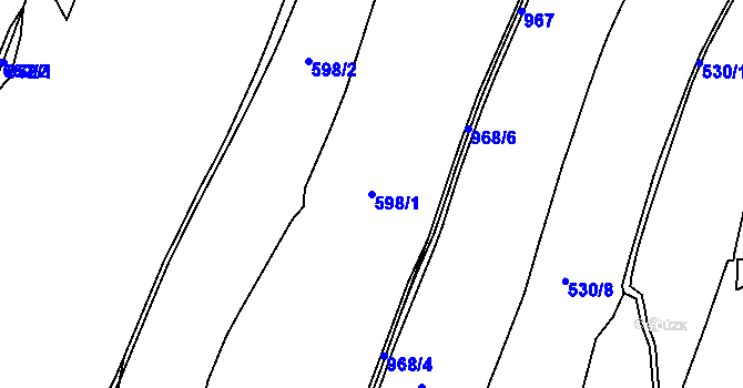 Parcela st. 598/1 v KÚ Hošťálkovy, Katastrální mapa
