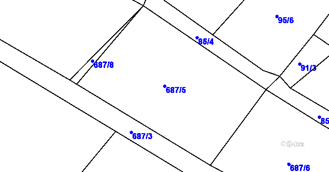Parcela st. 687/5 v KÚ Hošťálkovy, Katastrální mapa