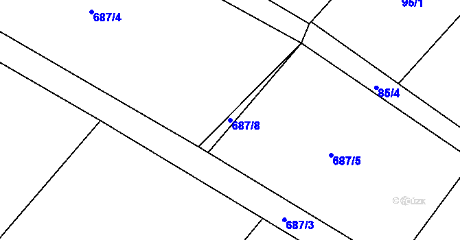 Parcela st. 687/8 v KÚ Hošťálkovy, Katastrální mapa