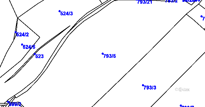 Parcela st. 793/5 v KÚ Hošťálkovy, Katastrální mapa