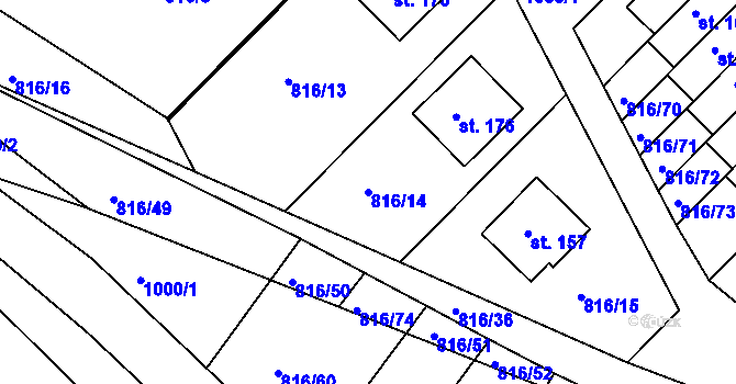 Parcela st. 816/14 v KÚ Hošťálkovy, Katastrální mapa