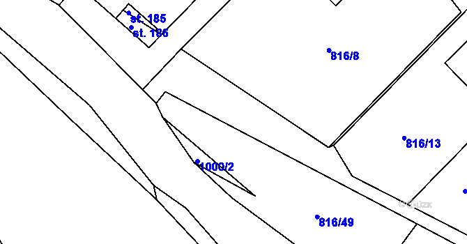 Parcela st. 816/16 v KÚ Hošťálkovy, Katastrální mapa