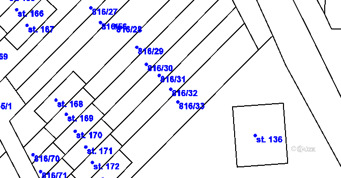 Parcela st. 816/32 v KÚ Hošťálkovy, Katastrální mapa