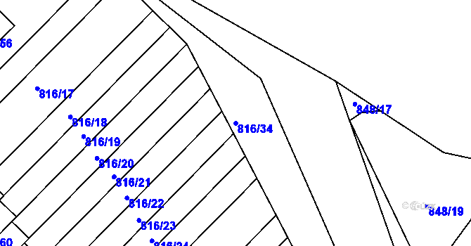 Parcela st. 816/34 v KÚ Hošťálkovy, Katastrální mapa