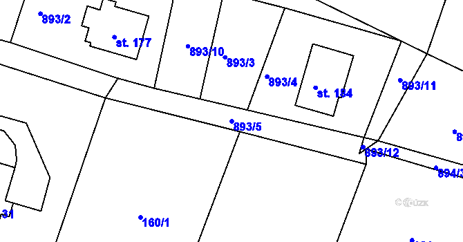 Parcela st. 893/5 v KÚ Hošťálkovy, Katastrální mapa