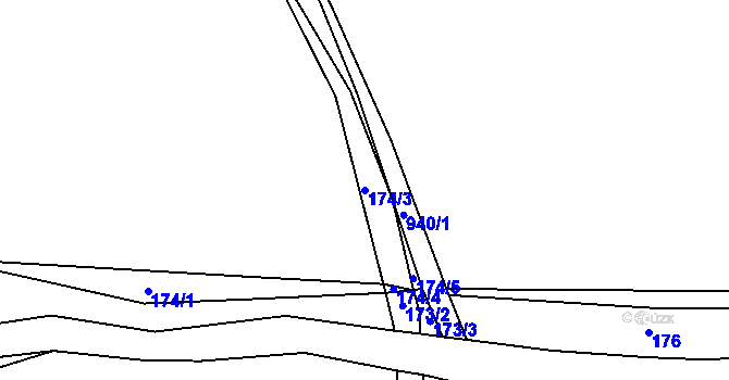 Parcela st. 174/3 v KÚ Hošťálkovy, Katastrální mapa