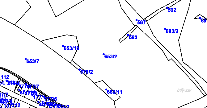 Parcela st. 653/2 v KÚ Křížová ve Slezsku, Katastrální mapa