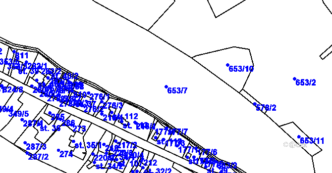 Parcela st. 653/7 v KÚ Křížová ve Slezsku, Katastrální mapa