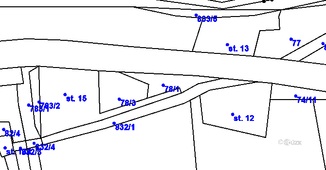 Parcela st. 78/1 v KÚ Staré Purkartice, Katastrální mapa