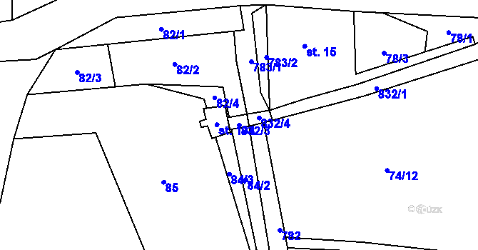 Parcela st. 832/3 v KÚ Staré Purkartice, Katastrální mapa