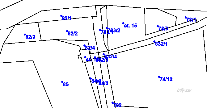 Parcela st. 832/4 v KÚ Staré Purkartice, Katastrální mapa