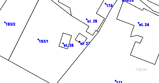 Parcela st. 27 v KÚ Staré Purkartice, Katastrální mapa