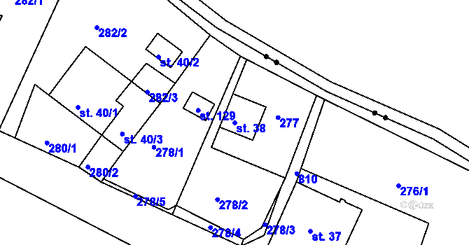 Parcela st. 38 v KÚ Staré Purkartice, Katastrální mapa