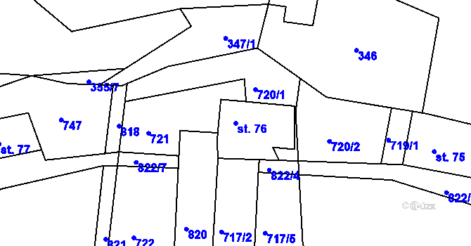 Parcela st. 76 v KÚ Staré Purkartice, Katastrální mapa