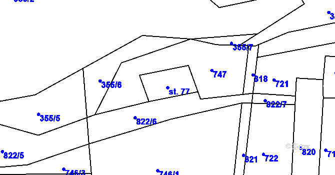 Parcela st. 77 v KÚ Staré Purkartice, Katastrální mapa