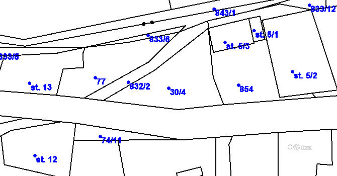 Parcela st. 30/4 v KÚ Staré Purkartice, Katastrální mapa