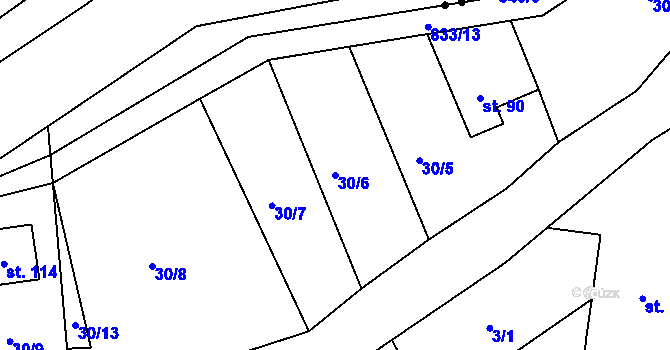 Parcela st. 30/6 v KÚ Staré Purkartice, Katastrální mapa