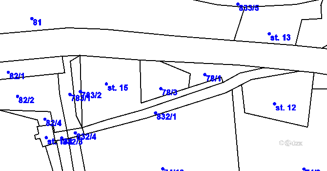 Parcela st. 78 v KÚ Staré Purkartice, Katastrální mapa