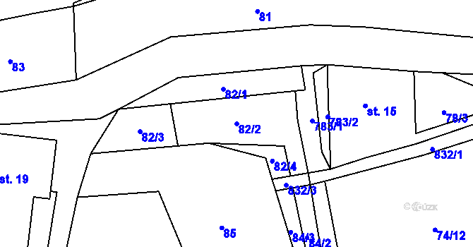 Parcela st. 82/2 v KÚ Staré Purkartice, Katastrální mapa