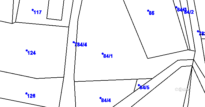 Parcela st. 84/1 v KÚ Staré Purkartice, Katastrální mapa