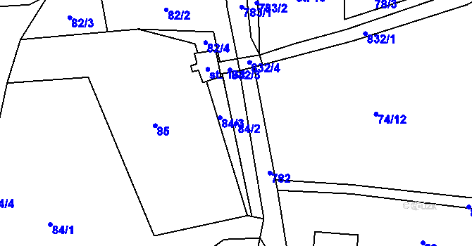 Parcela st. 84/2 v KÚ Staré Purkartice, Katastrální mapa