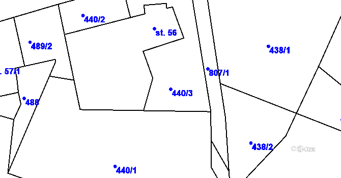 Parcela st. 440/3 v KÚ Staré Purkartice, Katastrální mapa