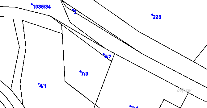 Parcela st. 6/2 v KÚ Vraclávek, Katastrální mapa