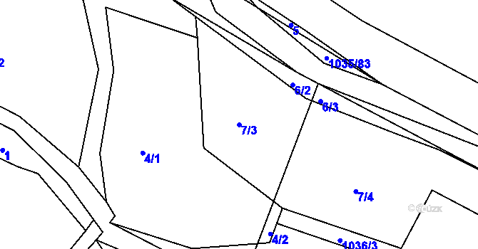 Parcela st. 7/3 v KÚ Vraclávek, Katastrální mapa