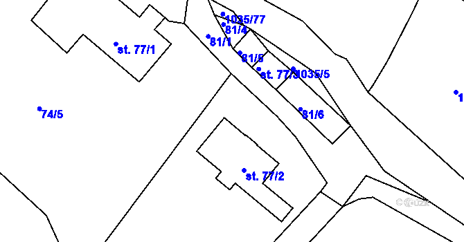 Parcela st. 74/11 v KÚ Vraclávek, Katastrální mapa
