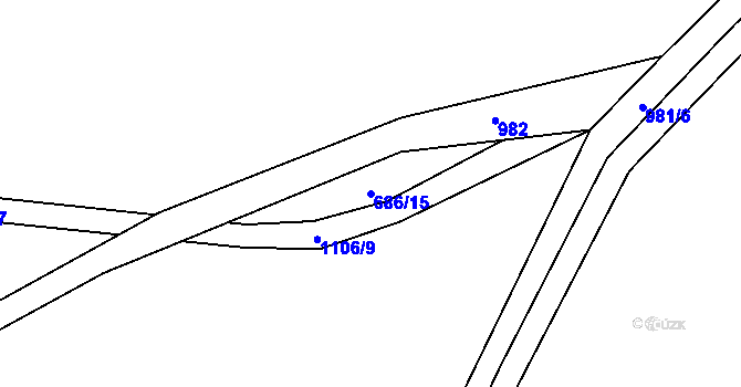 Parcela st. 686/15 v KÚ Vraclávek, Katastrální mapa