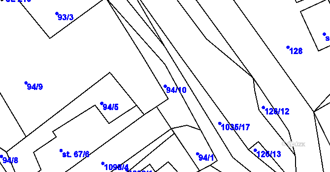 Parcela st. 94/10 v KÚ Vraclávek, Katastrální mapa