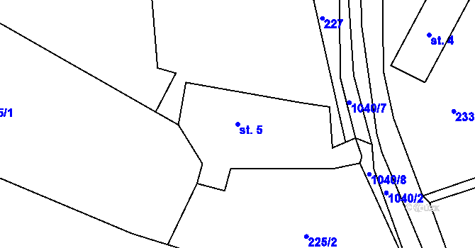 Parcela st. 5 v KÚ Vraclávek, Katastrální mapa