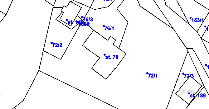 Parcela st. 78 v KÚ Vraclávek, Katastrální mapa