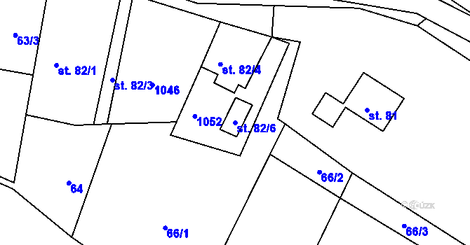 Parcela st. 82/6 v KÚ Vraclávek, Katastrální mapa