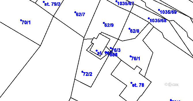 Parcela st. 149 v KÚ Vraclávek, Katastrální mapa