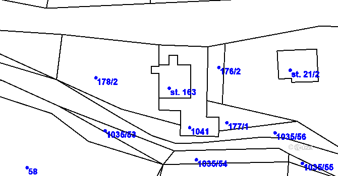 Parcela st. 163 v KÚ Vraclávek, Katastrální mapa