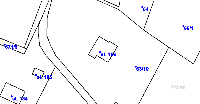 Parcela st. 166 v KÚ Vraclávek, Katastrální mapa