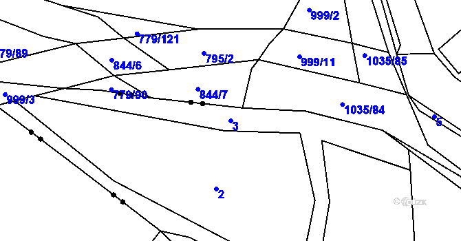 Parcela st. 3 v KÚ Vraclávek, Katastrální mapa
