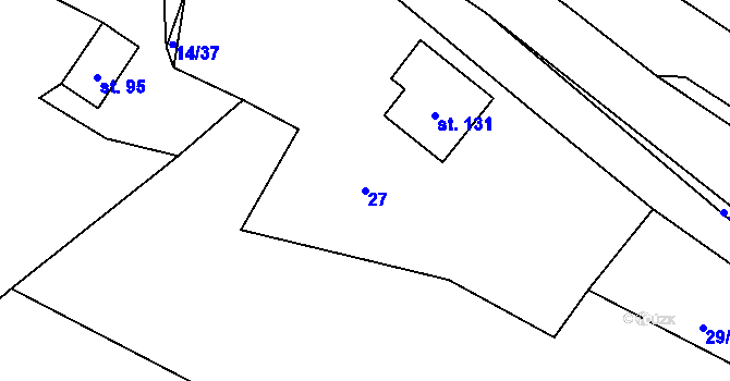 Parcela st. 27 v KÚ Vraclávek, Katastrální mapa