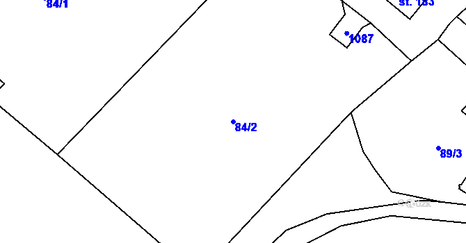 Parcela st. 84/2 v KÚ Vraclávek, Katastrální mapa