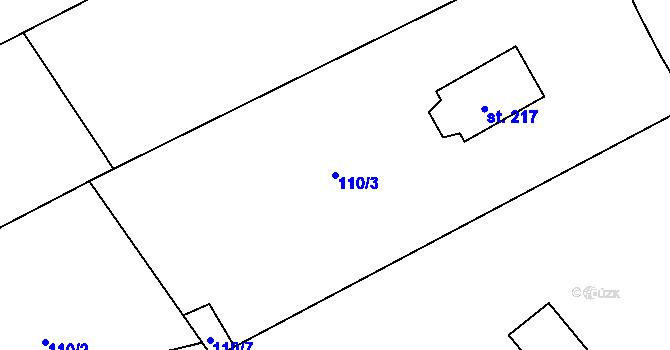 Parcela st. 110/3 v KÚ Vraclávek, Katastrální mapa