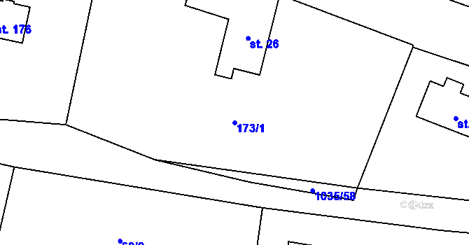 Parcela st. 173/1 v KÚ Vraclávek, Katastrální mapa