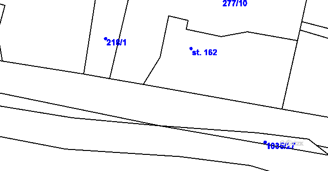 Parcela st. 214/2 v KÚ Vraclávek, Katastrální mapa